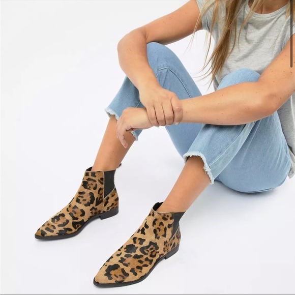 ASOS Leopard Bootie Atom Leather Chelsea Boot Calf Hair Animal Print Slip-On 5 - Picture 2 of 13
